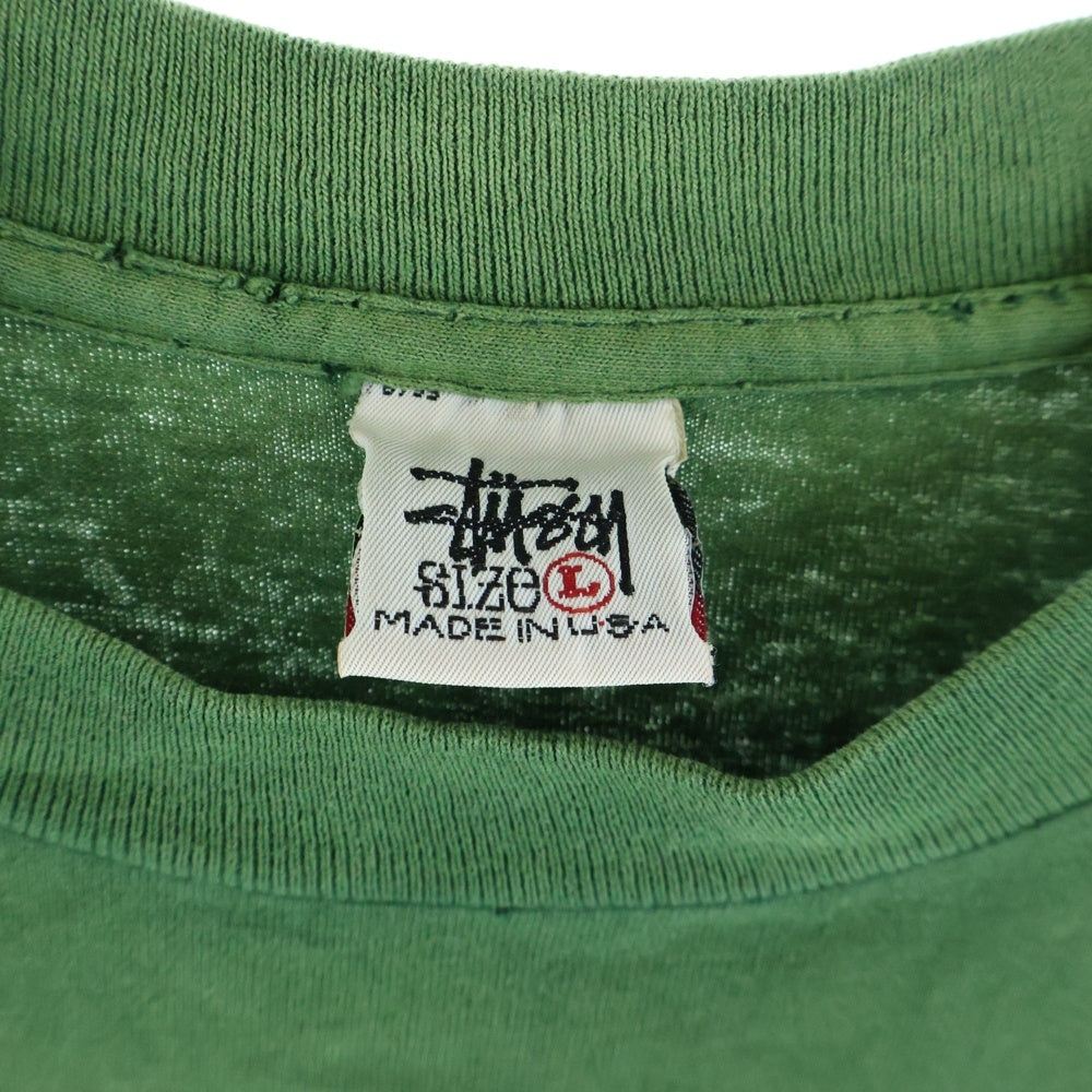 STUSSY(ステューシー) 90S VINTAGE OLD USA製 オールド インディアンプリント ヴィンテージ Tシャツ 半袖カットソー グリーン