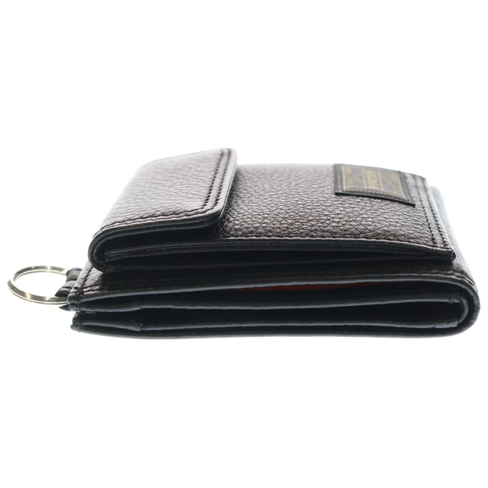 PORTER(ポーター) CALM WALLET ロゴパッチ レザー カーム ウォレット 2つ折り財布 ブラック