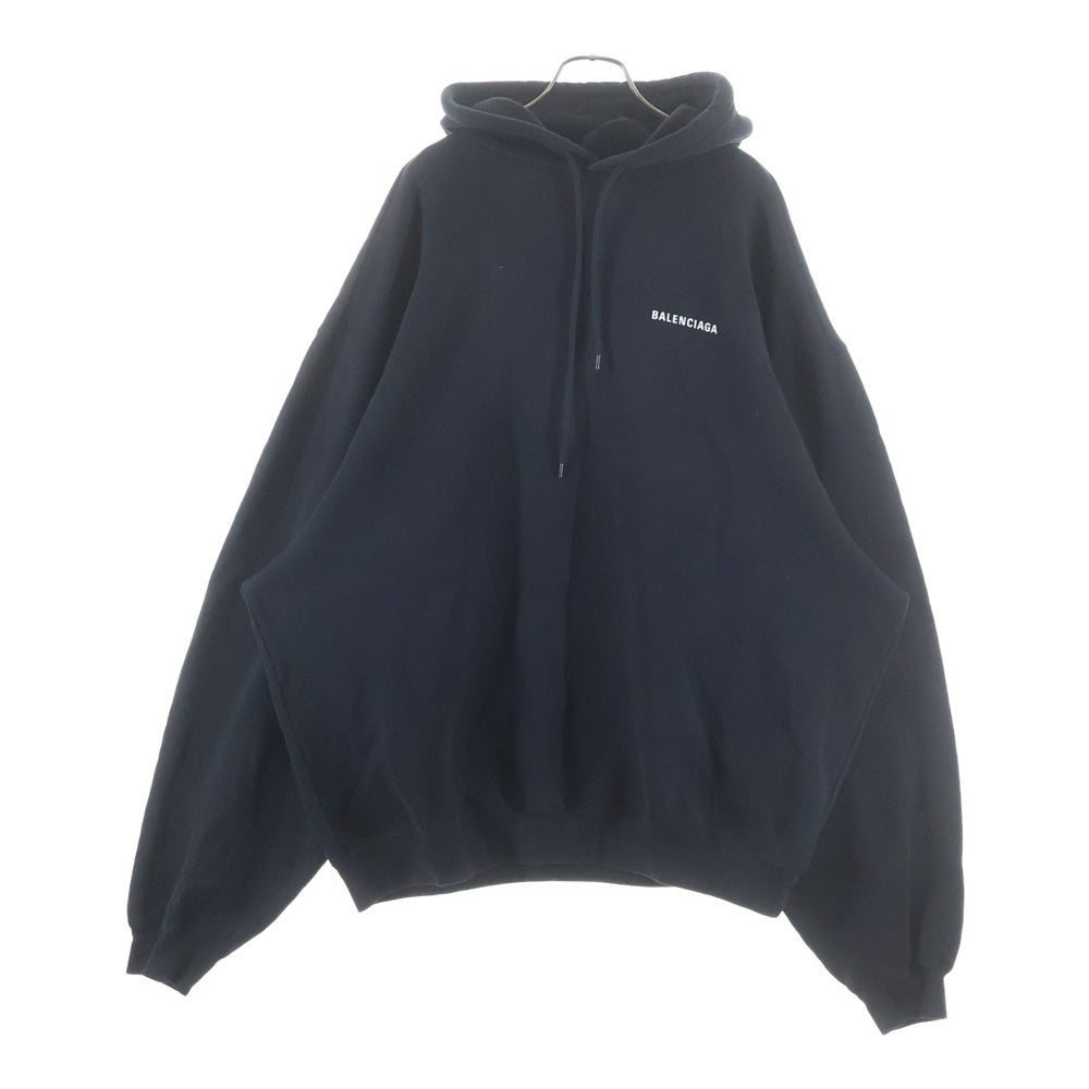 BALENCIAGA(バレンシアガ) 21SS Defile Oversize Hoodie ロゴプリント オーバーサイズドフーディ プルオーバースウェットパーカー ブラック 641679 TJVE5