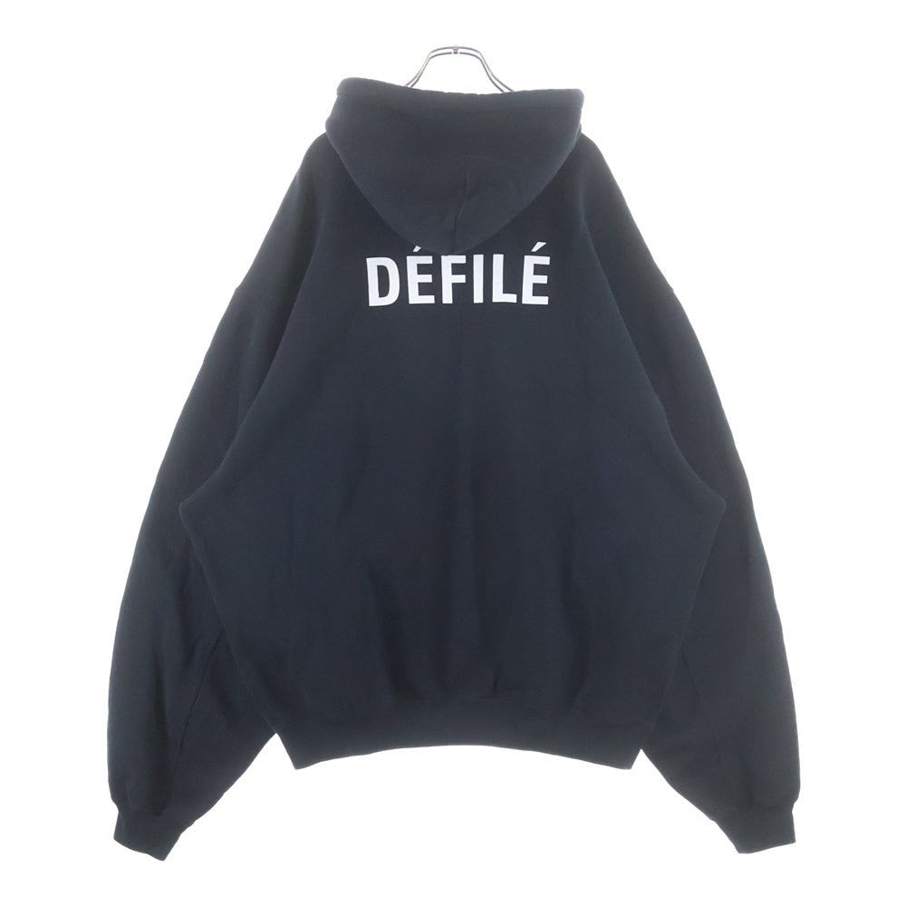 BALENCIAGA(バレンシアガ) 21SS Defile Oversize Hoodie ロゴプリント オーバーサイズドフーディ プルオーバースウェットパーカー ブラック 641679 TJVE5