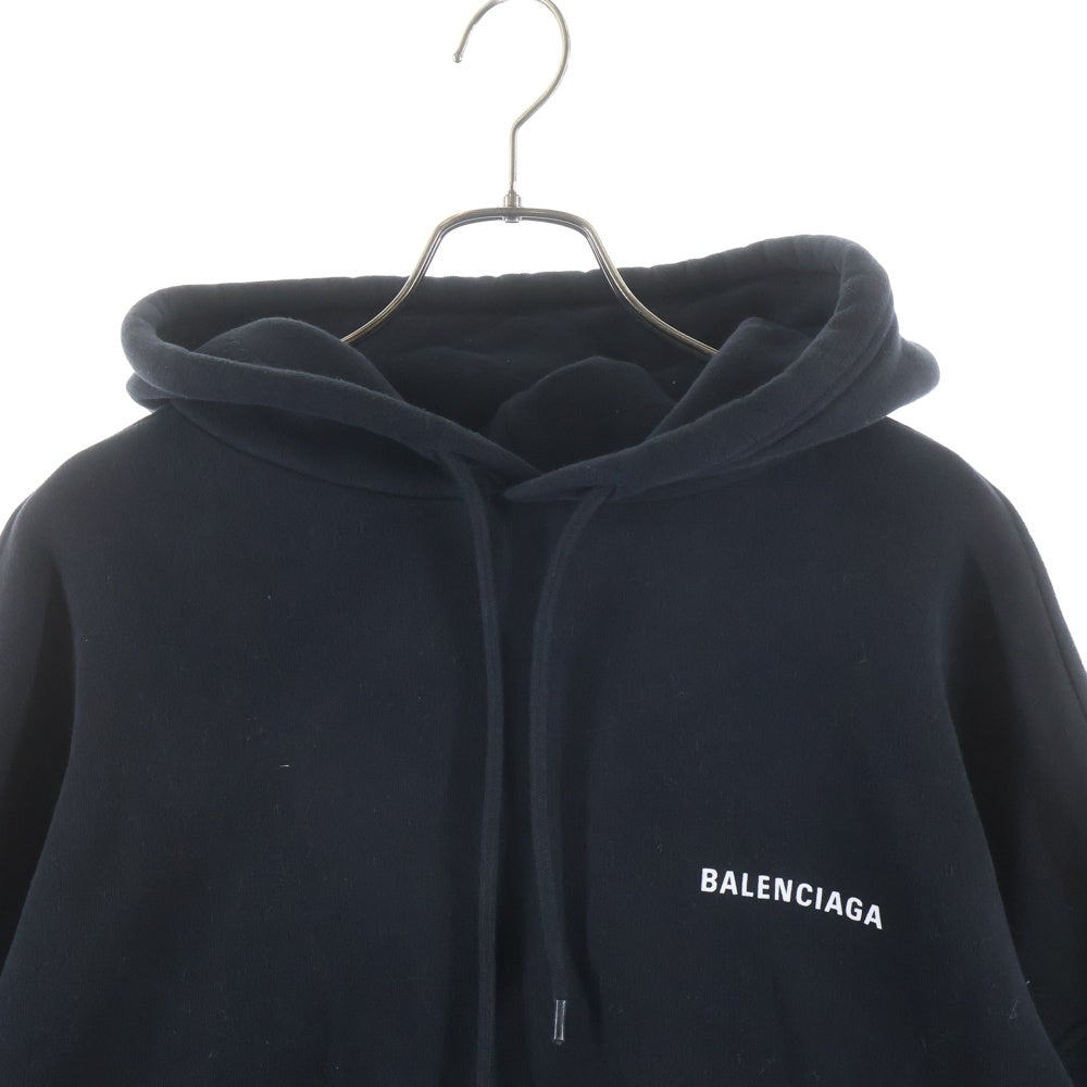 BALENCIAGA(バレンシアガ) 21SS Defile Oversize Hoodie ロゴプリント オーバーサイズドフーディ プルオーバースウェットパーカー ブラック 641679 TJVE5