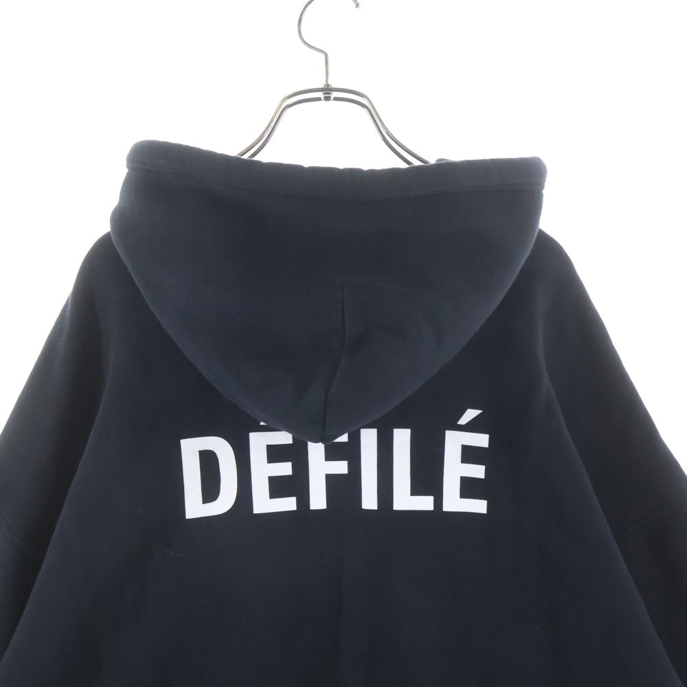 BALENCIAGA(バレンシアガ) 21SS Defile Oversize Hoodie ロゴプリント オーバーサイズドフーディ プルオーバースウェットパーカー ブラック 641679 TJVE5
