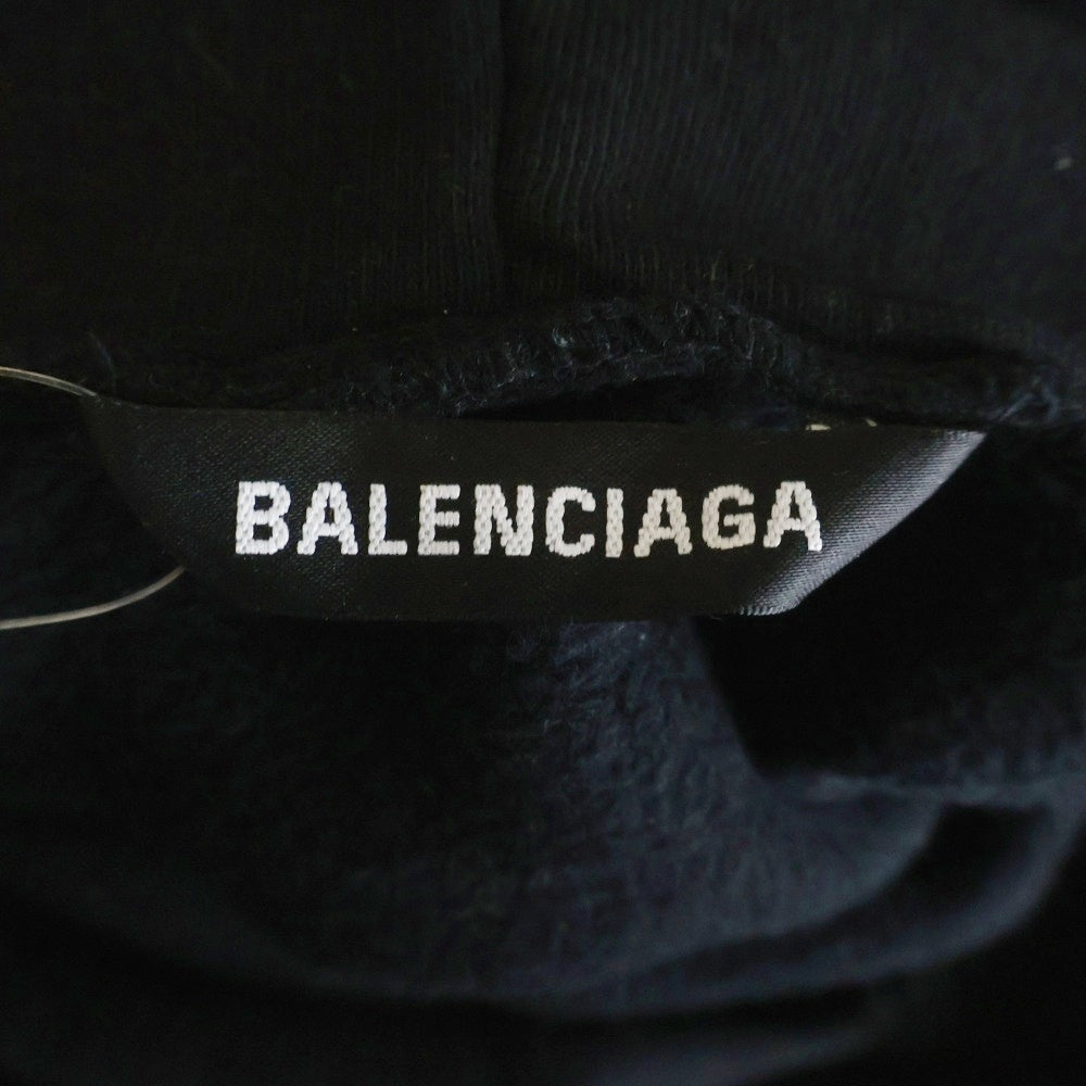 BALENCIAGA(バレンシアガ) 21SS Defile Oversize Hoodie ロゴプリント オーバーサイズドフーディ プルオーバースウェットパーカー ブラック 641679 TJVE5