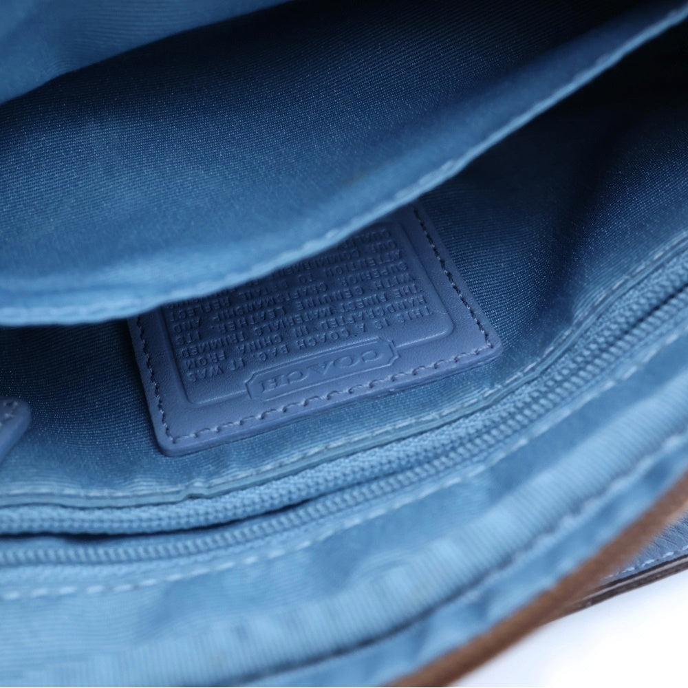 COACH(コーチ) シグネチャー柄 ロゴデザイン レザートリム ボディバッグ ブラウン/ブルー レディース