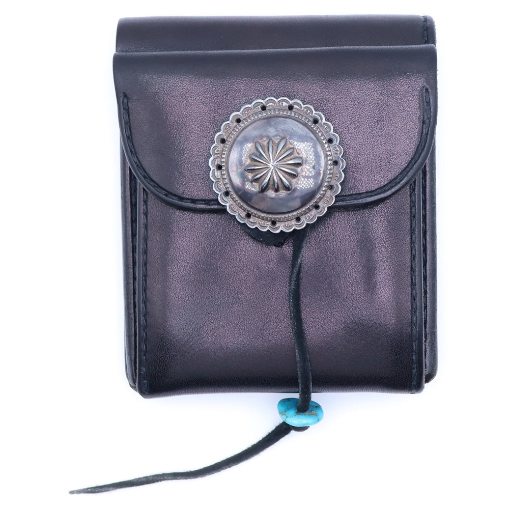 goro's(ゴローズ) SV フラワーコンチョ付き 二つ折り財布 レザーウォレット ブラック
