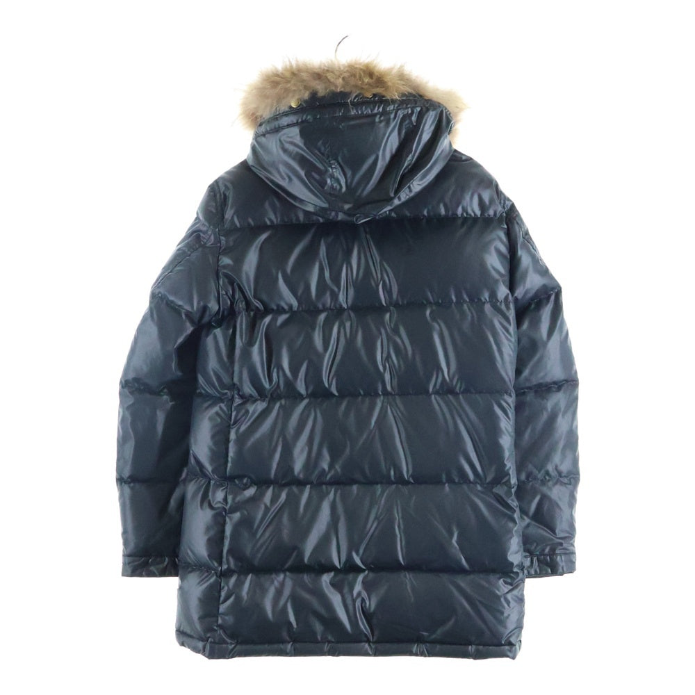 BURBERRY BLACK LABEL(バーバリー ブラックレーベル) 裏地ノバチェック ファーフーデッド ジップアップダウンジャケット ブラック BMP70-736-09