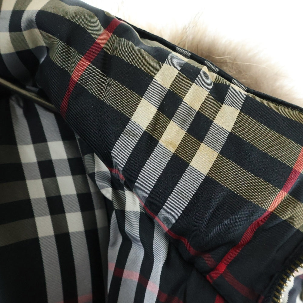 BURBERRY BLACK LABEL(バーバリー ブラックレーベル) 裏地ノバチェック ファーフーデッド ジップアップダウンジャケット ブラック BMP70-736-09