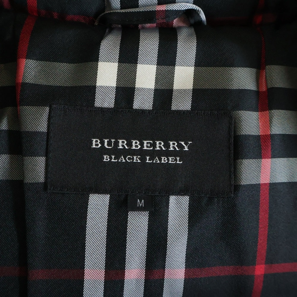 BURBERRY BLACK LABEL(バーバリー ブラックレーベル) 裏地ノバチェック ファーフーデッド ジップアップダウンジャケット ブラック BMP70-736-09