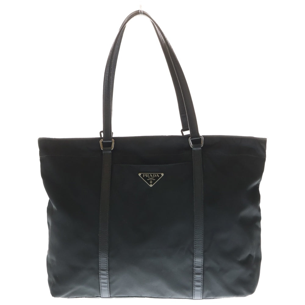 PRADA(プラダ) トライアングルロゴ テスートナイロン レザー ミニトートバッグ ショルダーバッグ シルバー金具 レディース