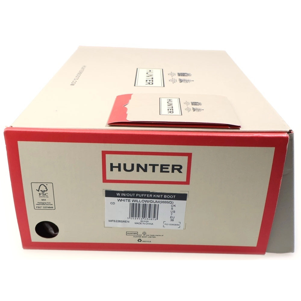 HUNTER(ハンター) IN OUT PUFFER KNIT BOOT イン アウト パファー ニッテッド カフ ブーツ ホワイト レディース WFS2265REN
