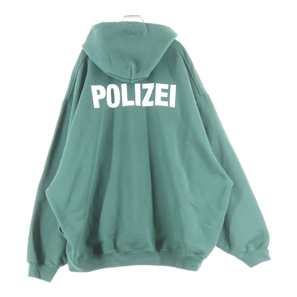 VETEMENTS(ヴェトモン) 24AW POLIZEI PRINT GREEN HOODIE ポリツァイ プリント フーデットパーカー グリーン UA65HD420G