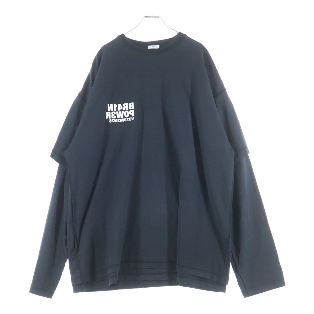 VETEMENTS(ヴェトモン) 24AW BRAINPOWER INSIDE-OUT LAYERED LONGSLEEVE T-SHIRT ブレインパワー インサイドアウト レイヤード ロングスリーブ Tシャツ カットソー ブラック UA65LS230B