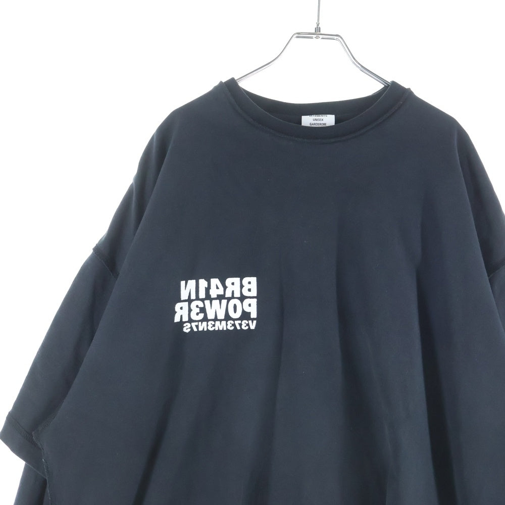 VETEMENTS(ヴェトモン) 24AW BRAINPOWER INSIDE-OUT LAYERED LONGSLEEVE T-SHIRT ブレインパワー インサイドアウト レイヤード ロングスリーブ Tシャツ カットソー ブラック UA65LS230B