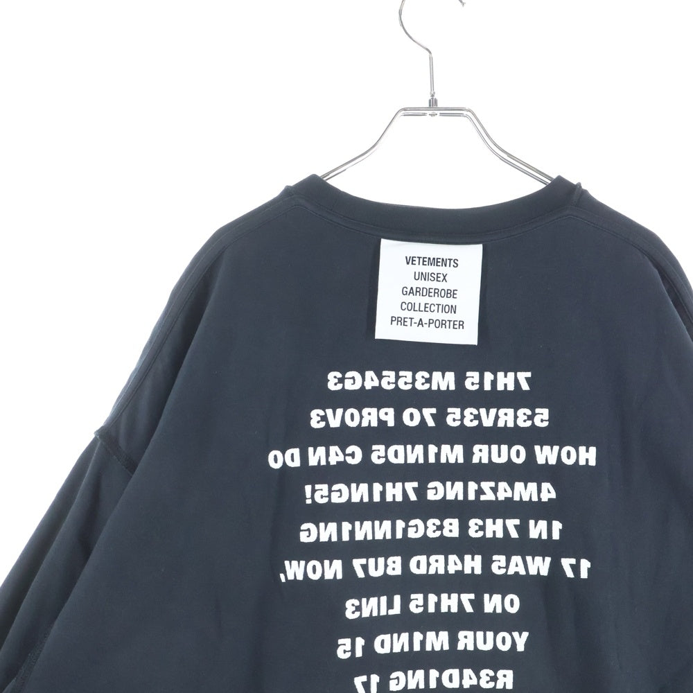 VETEMENTS(ヴェトモン) 24AW BRAINPOWER INSIDE-OUT LAYERED LONGSLEEVE T-SHIRT ブレインパワー インサイドアウト レイヤード ロングスリーブ Tシャツ カットソー ブラック UA65LS230B