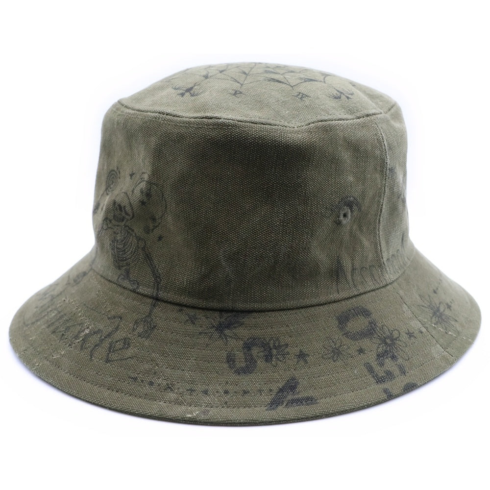 READY MADE(レディメイド) ×DR.WOO BUCKET HAT TATOO ドクターウー タトゥーバケットハット ドクターウー カーキ REDW-CO-KH-00-00-03
