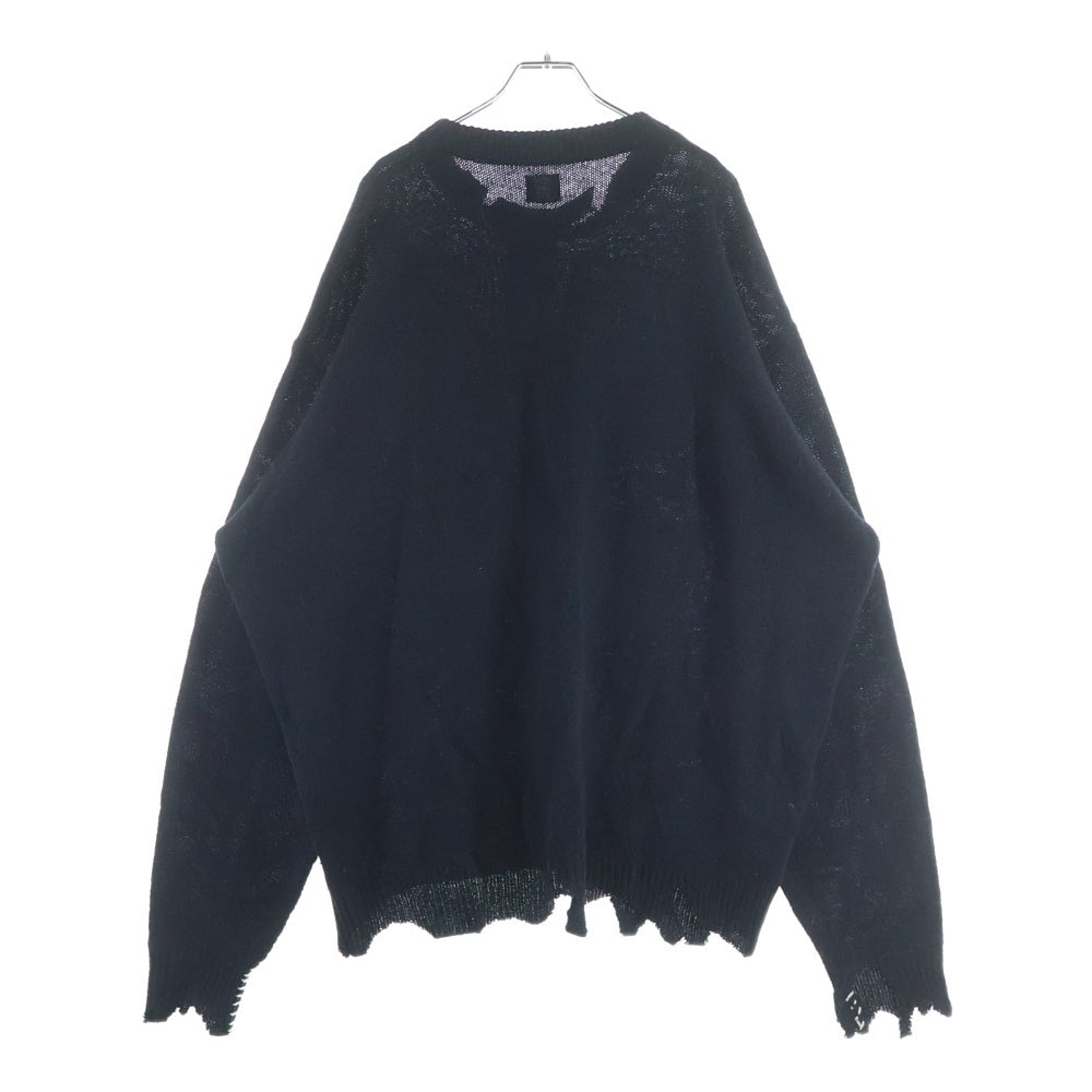 SAINT MICHAEL(セントマイケル) 21AW WOOL SWTER SIN ウール クルーネックニットセーター ブラック SM-A21-0000-039