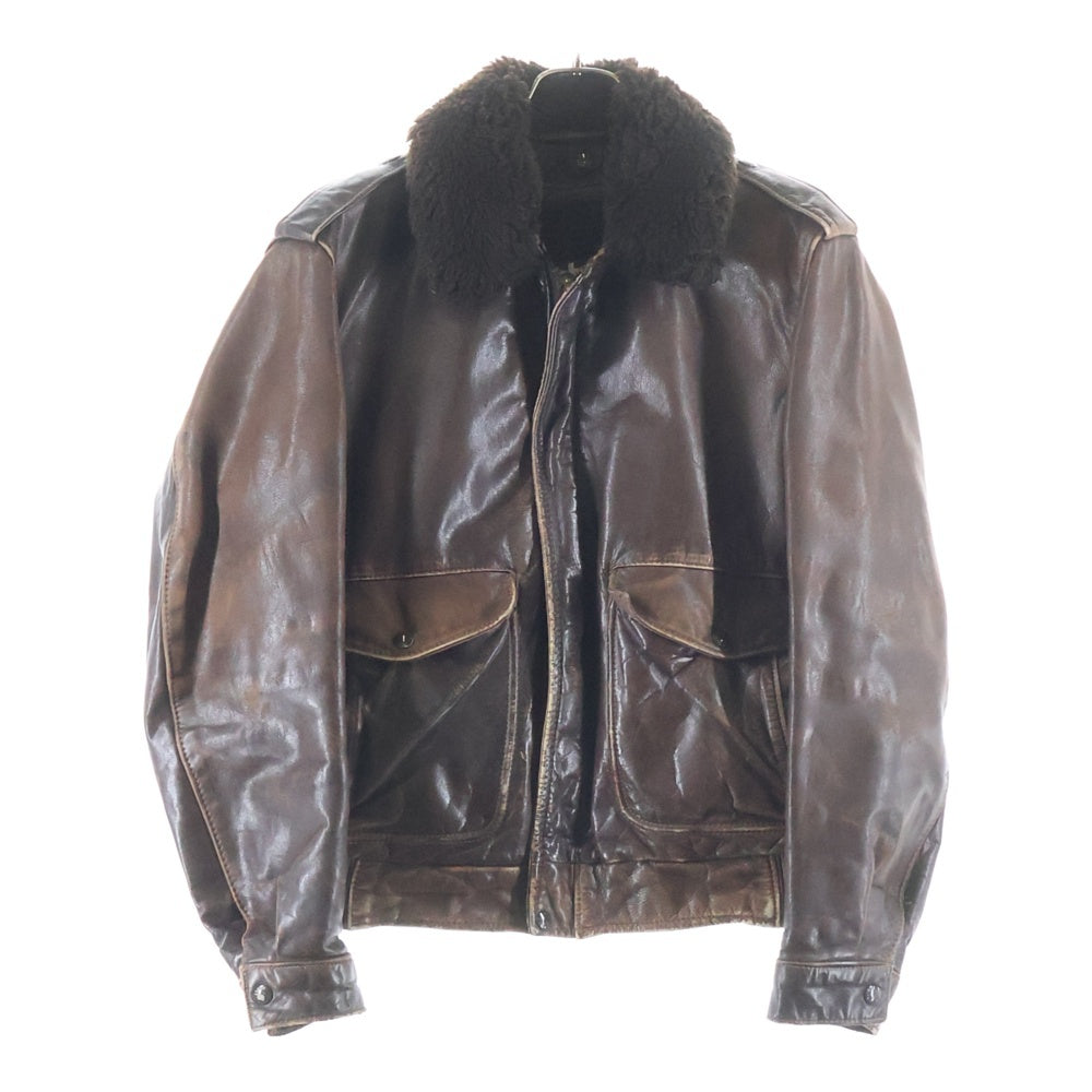 SCHOTT(ショット) 198SM A-2 ライナー付き ボアカラー ジップアップ レザー フライトジャケット ブラウン