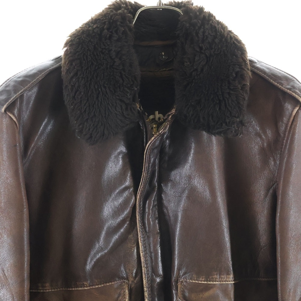 SCHOTT(ショット) 198SM A-2 ライナー付き ボアカラー ジップアップ レザー フライトジャケット ブラウン