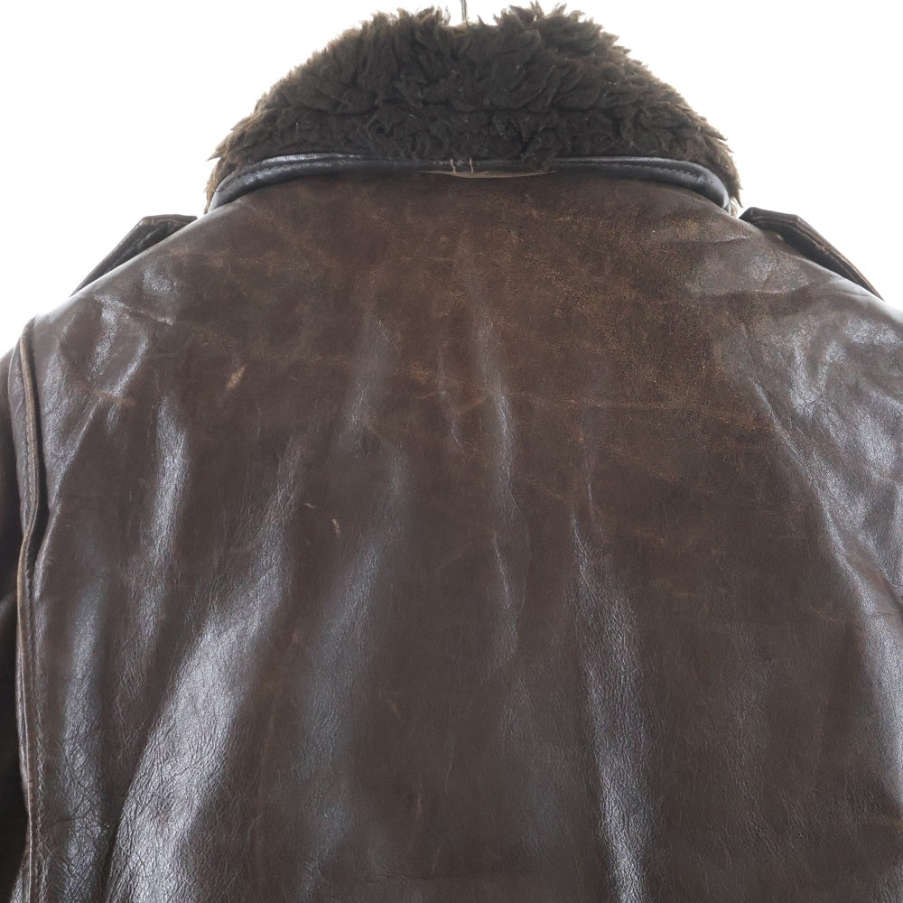 SCHOTT(ショット) 198SM A-2 ライナー付き ボアカラー ジップアップ レザー フライトジャケット ブラウン