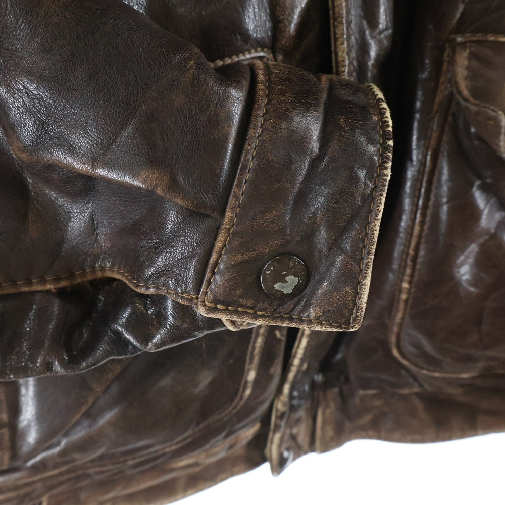 SCHOTT(ショット) 198SM A-2 ライナー付き ボアカラー ジップアップ レザー フライトジャケット ブラウン