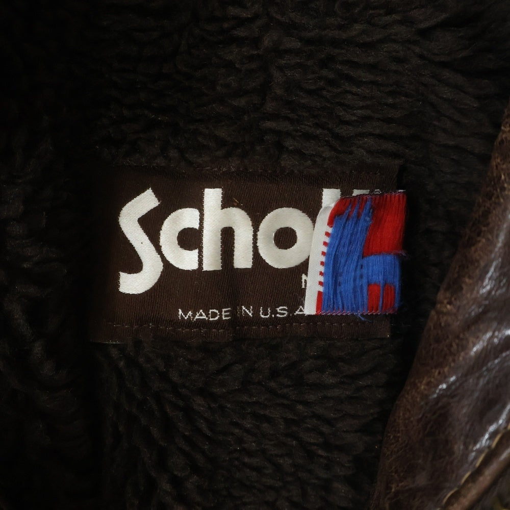 SCHOTT(ショット) 198SM A-2 ライナー付き ボアカラー ジップアップ レザー フライトジャケット ブラウン
