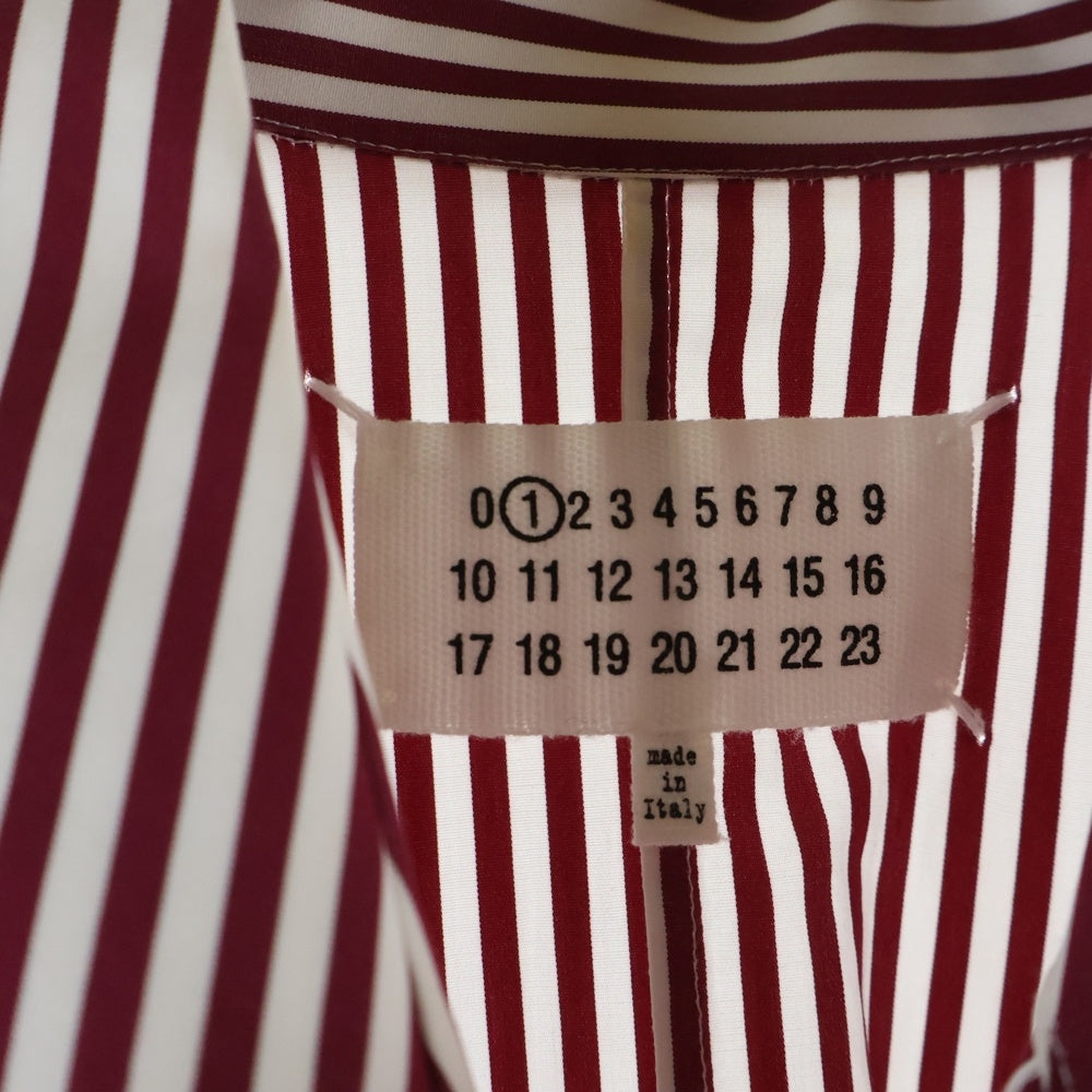 Maison Margiela(メゾンマルジェラ) 19AW ドルマンスリーブ ストライプ ロングスリーブ 長袖 シャツ レッド/ホワイト レディース S51CT0989