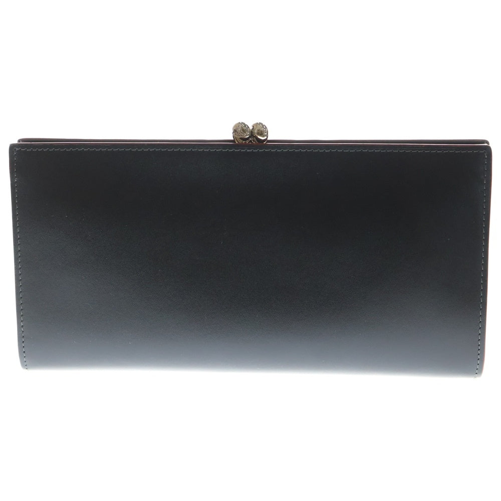 Vivienne Westwood(ヴィヴィアンウエストウッド) オーブ刻印 がま口 レザーウォレット 長財布 ブラック 3118D70