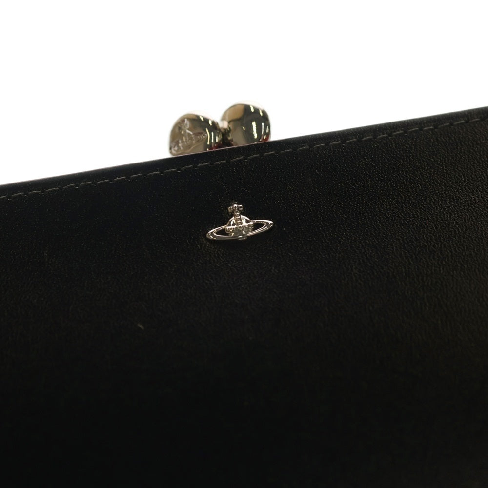 Vivienne Westwood(ヴィヴィアンウエストウッド) オーブ刻印 がま口 レザーウォレット 長財布 ブラック 3118D70