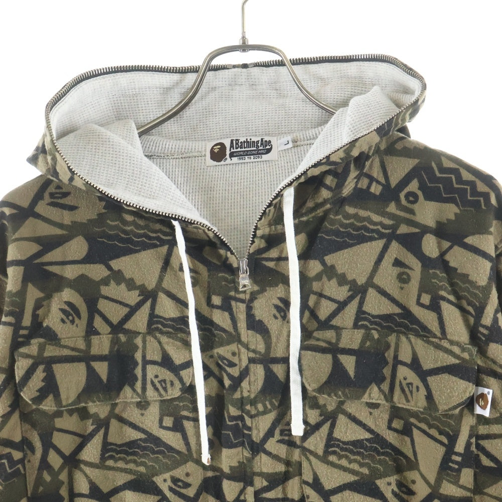 A BATHING APE(アベイシングエイプ) BAPE CAMO 青山限定 ベイプカモ サーマル フルジップフーデッドパーカー スウェット カーキ 1860-115-001