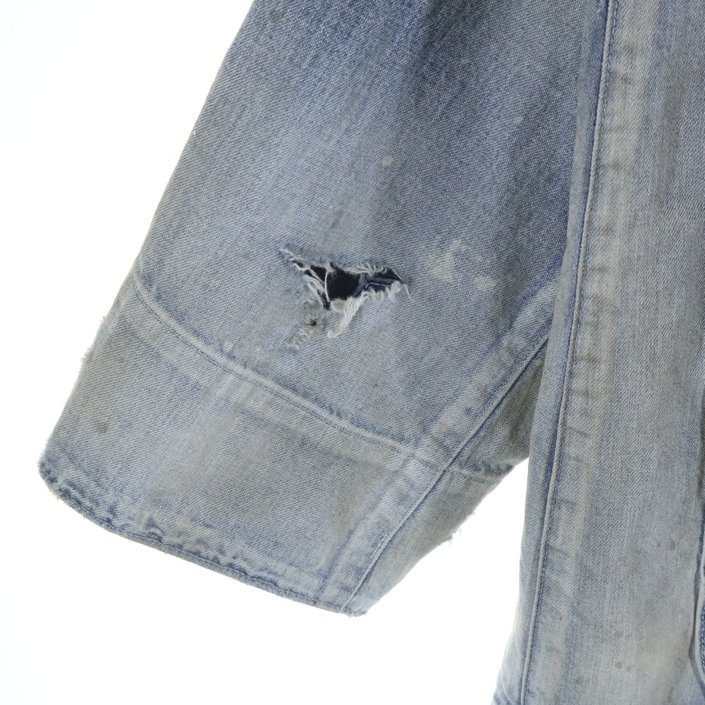 ANCELLM(アンセルム) 24SS DENIM COVERALL ダメージ加工 マルチポケット デニムジャケット カバーオール インディゴ ANC-JK44-A