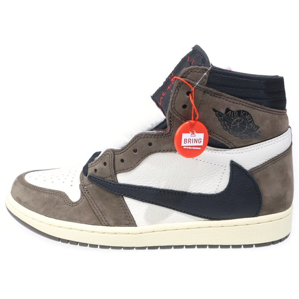 NIKE(ナイキ) ×TRAVIS SCOTT AIR JORDAN 1 RETRO HIGH OG TS SP トラヴィススコット エアジョーダン1 ハイカットスニーカー ブラウン/ホワイト US10/28cm CD4487-100