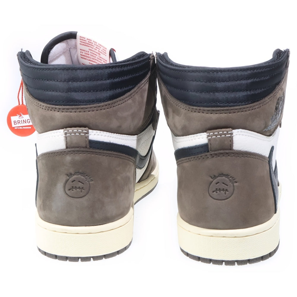 NIKE(ナイキ) ×TRAVIS SCOTT AIR JORDAN 1 RETRO HIGH OG TS SP トラヴィススコット エアジョーダン1 ハイカットスニーカー ブラウン/ホワイト US10/28cm CD4487-100