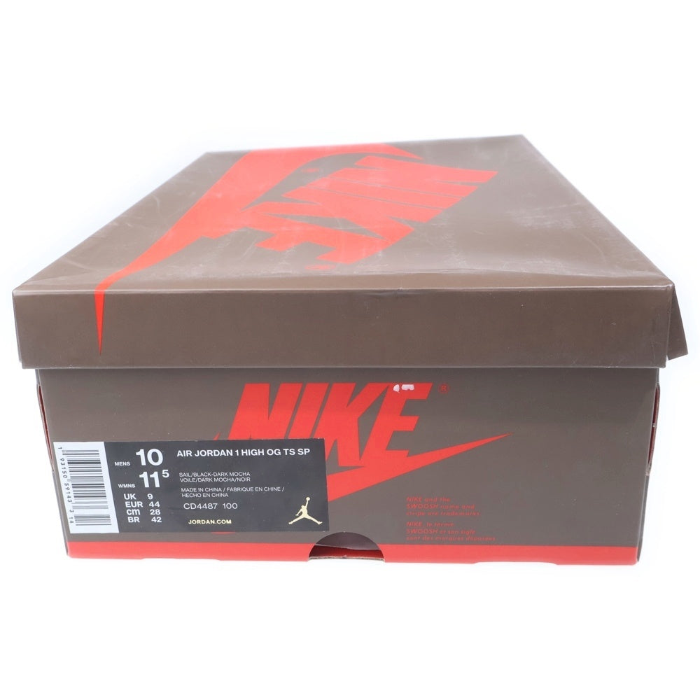 NIKE(ナイキ) ×TRAVIS SCOTT AIR JORDAN 1 RETRO HIGH OG TS SP トラヴィススコット エアジョーダン1 ハイカットスニーカー ブラウン/ホワイト US10/28cm CD4487-100