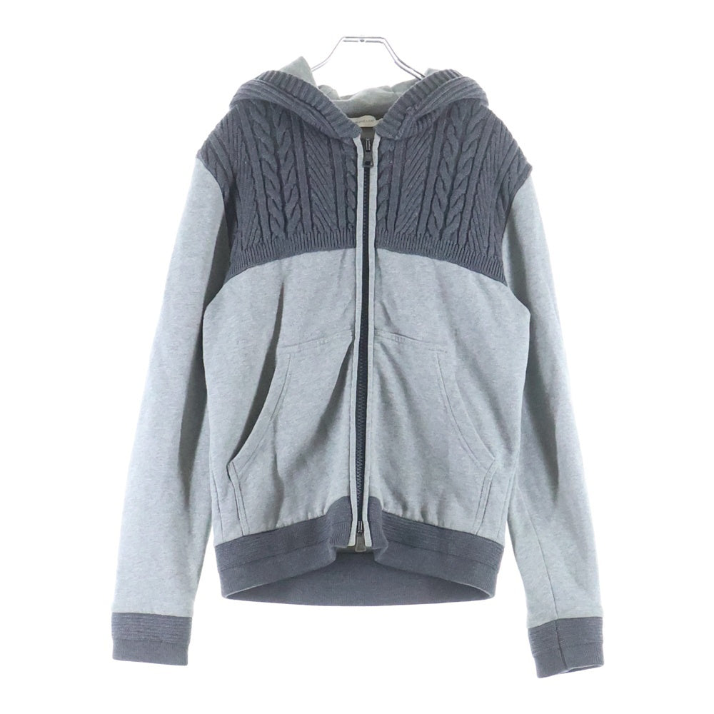 MONCLER(モンクレール) MAGLIA CARDIGAN マリアカーディガン ケーブルニット切替 コットンスウェット ジップアップパーカー グレー 420918409500 80919