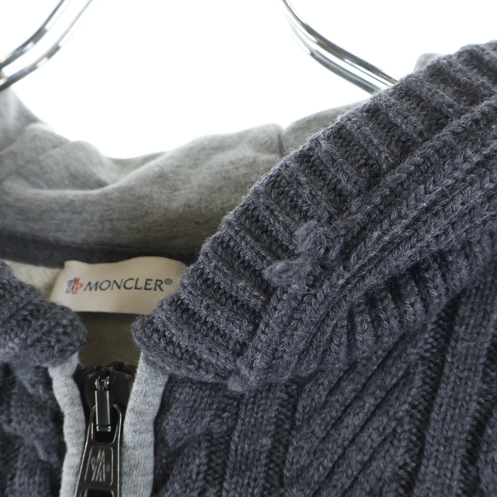 MONCLER(モンクレール) MAGLIA CARDIGAN マリアカーディガン ケーブルニット切替 コットンスウェット ジップアップパーカー グレー 420918409500 80919