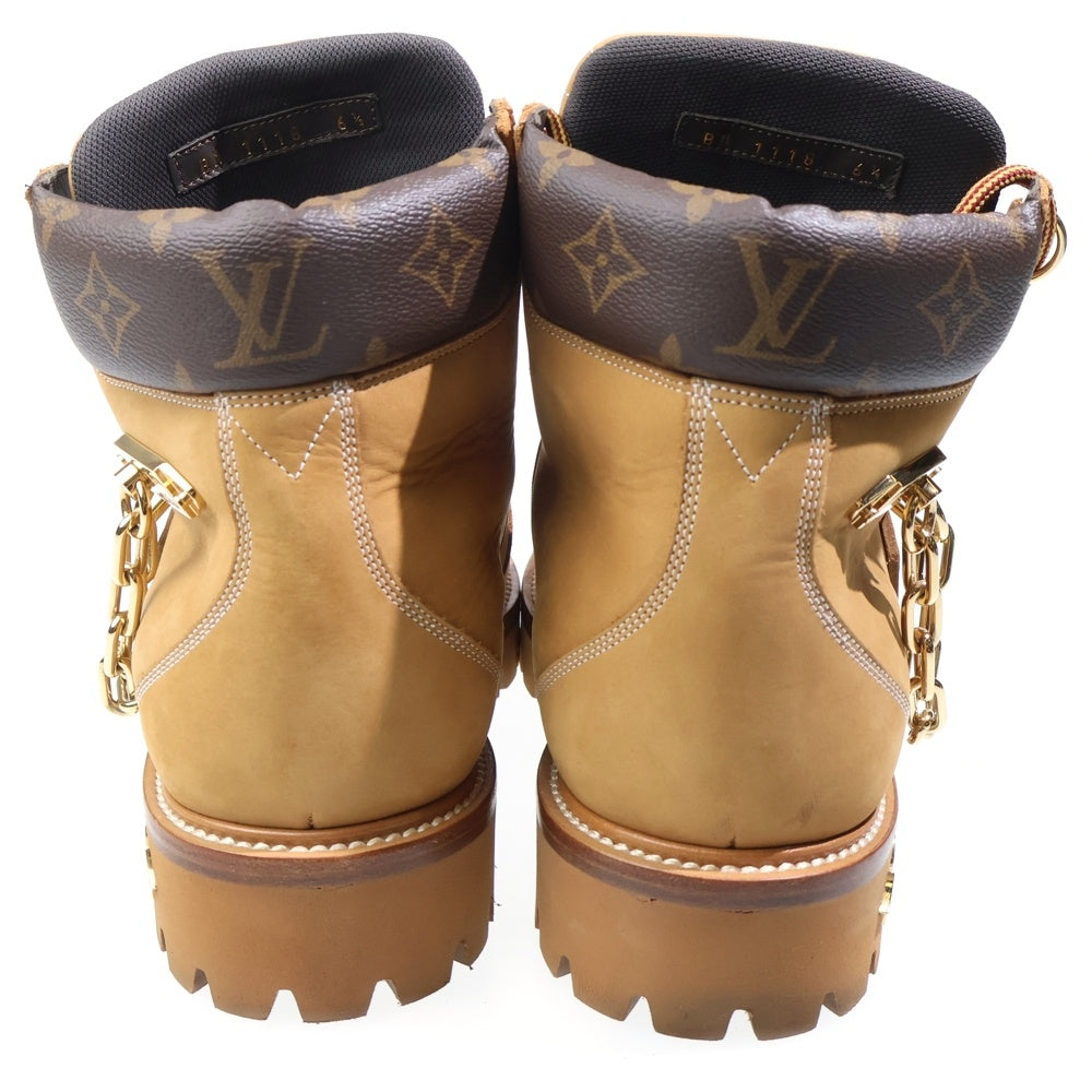 LOUIS VUITTON(ルイヴィトン) CREEPER ANKLE BOOT クリーパーライン チェーン装飾 ヌバック レザー アンクルブーツ ハイカットスニーカー ブラウン 1A54DM