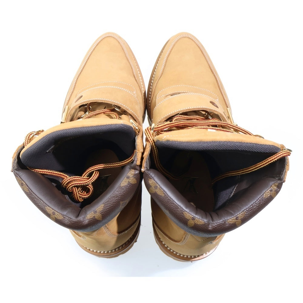 LOUIS VUITTON(ルイヴィトン) CREEPER ANKLE BOOT クリーパーライン チェーン装飾 ヌバック レザー アンクルブーツ ハイカットスニーカー ブラウン 1A54DM