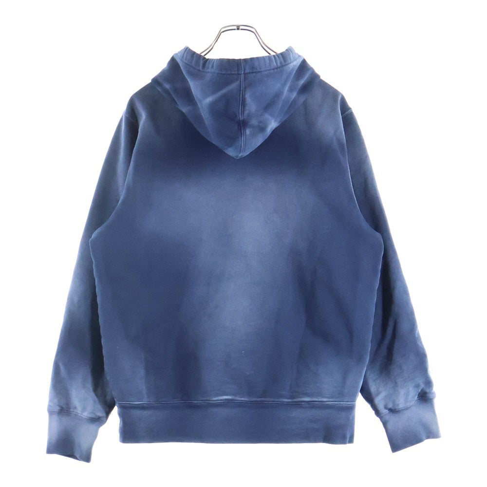 SUPREME(シュプリーム) 18AW Bleached Zip Up Sweatshirt ブリーチド ジップアップ 裏地チェック ロゴ刺繍 スウェットパーカー フーディー ネイビー