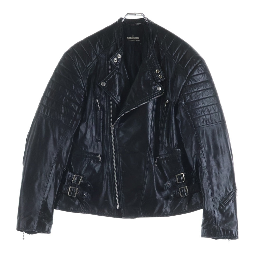 NEIGHBORHOOD(ネイバーフッド) 01AW THUNDERBOLT3 サンダーボルト3 牛革 パデッド ダブルライダース レザージャケット ブラック DCNH-JK-03
