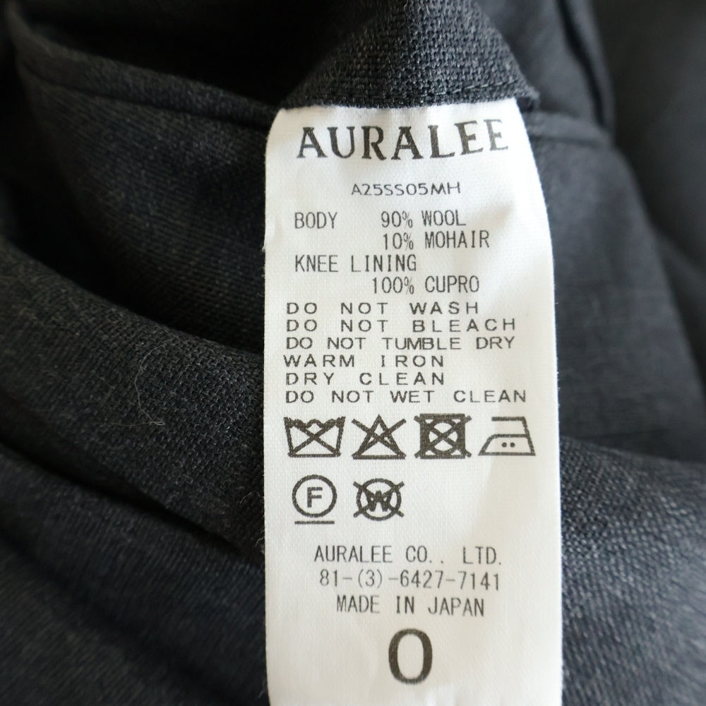 AURALEE(オーラリー) 25SS WOOL KID MOHAIR HOP SACK ONE TUCK SLACKS キッドモヘア ホップサック ジップアップ ワンタック センタープレス スラックス パンツ レディース A25SS05MH