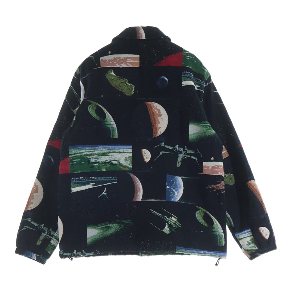 KITH(キス) ×STAR WARS PLANETS COACHES JACKET スターウォーズプラネッツ ドローコード付き 総柄 コーチジャケット ブラック KHM010068