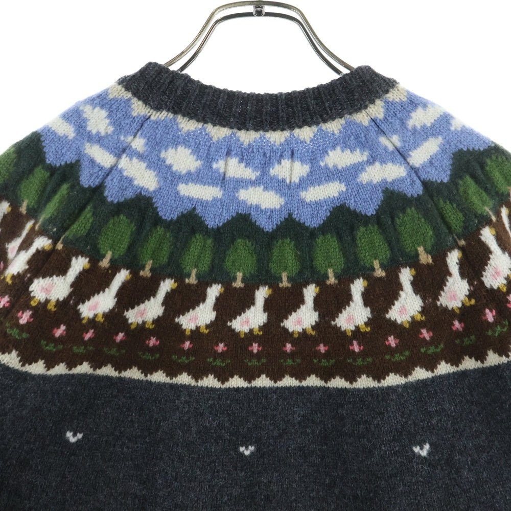 Unlikely(アンライクリー) FAIR ISLE DUCK フェアアイル 刺繍総柄 クルーネックニットセーター マルチカラー U25F-15-0005