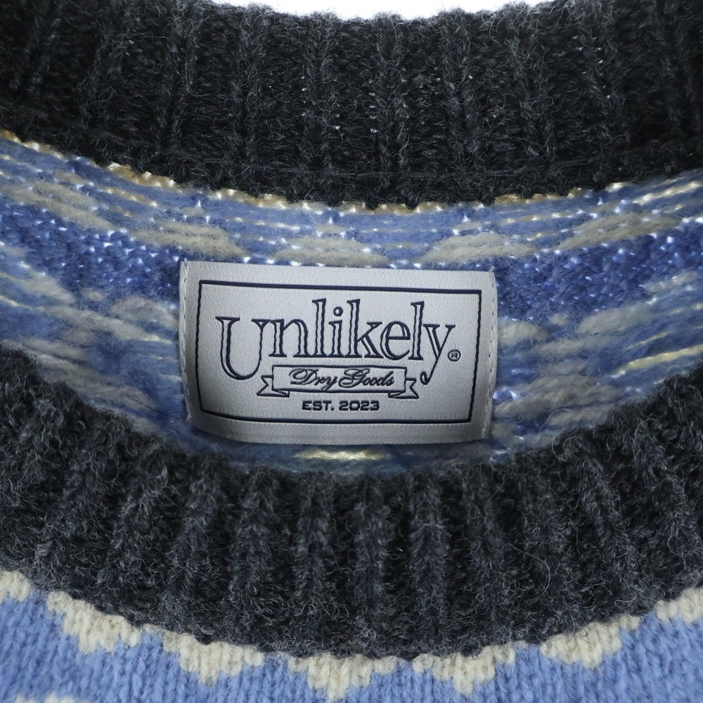 Unlikely(アンライクリー) FAIR ISLE DUCK フェアアイル 刺繍総柄 クルーネックニットセーター マルチカラー U25F-15-0005