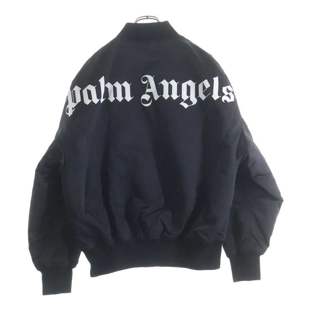 Palm Angels(パームエンジェルス) LOGO OVER BOMBER JACKET バックエンブロイダリー ジップアップ ボンバージャケット ブラック PMEH002E20FAB001