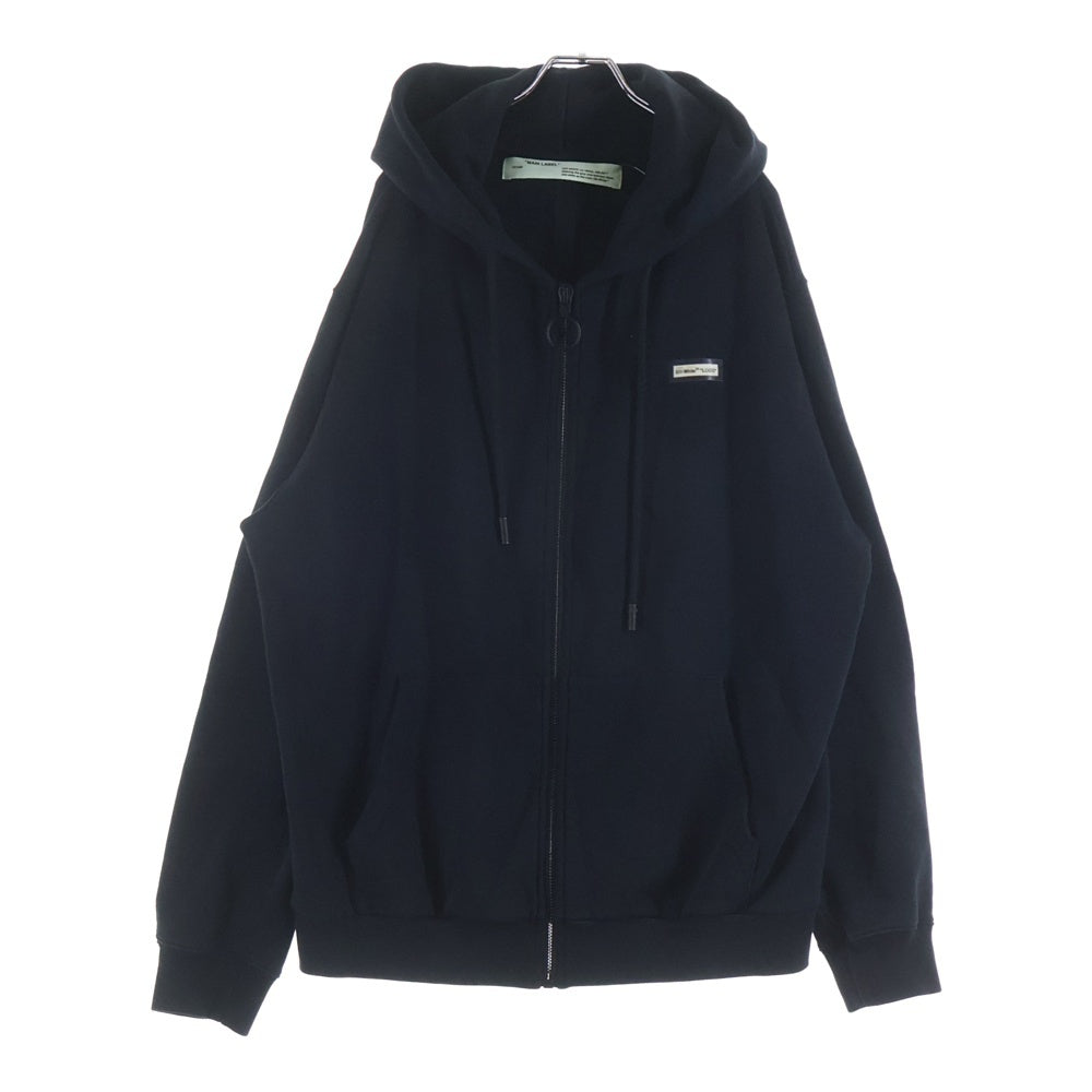 OFF-WHITE(オフホワイト) 18SS ラバーロゴパッチ ジップアップパーカー フーディー ブラック OMBB030S 18003 108