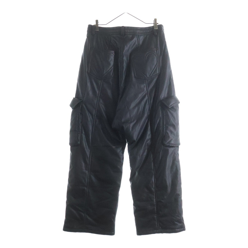 BASICKS(ベイシックス) PU LEATHER CARGO PANTS ジップフライ フェイクレザーカーゴパンツ ブラック