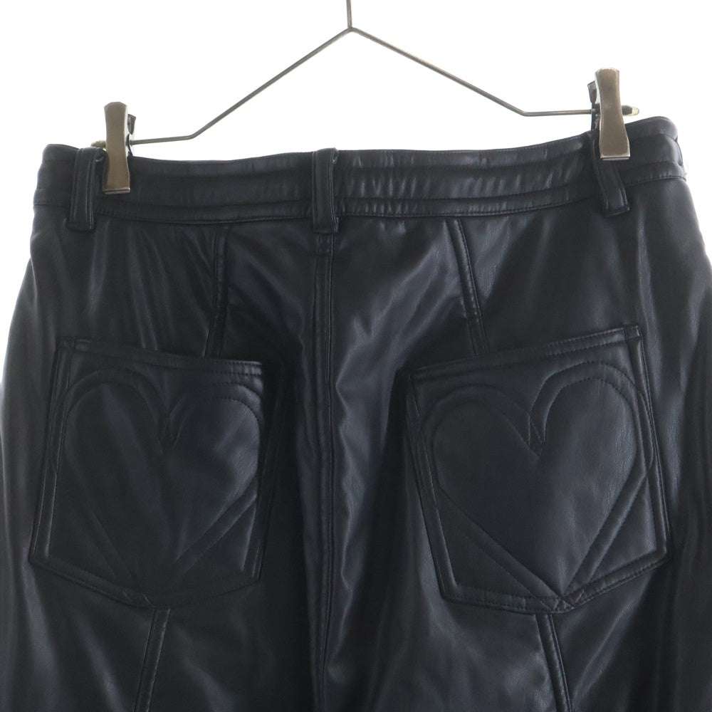 BASICKS(ベイシックス) PU LEATHER CARGO PANTS ジップフライ フェイクレザーカーゴパンツ ブラック