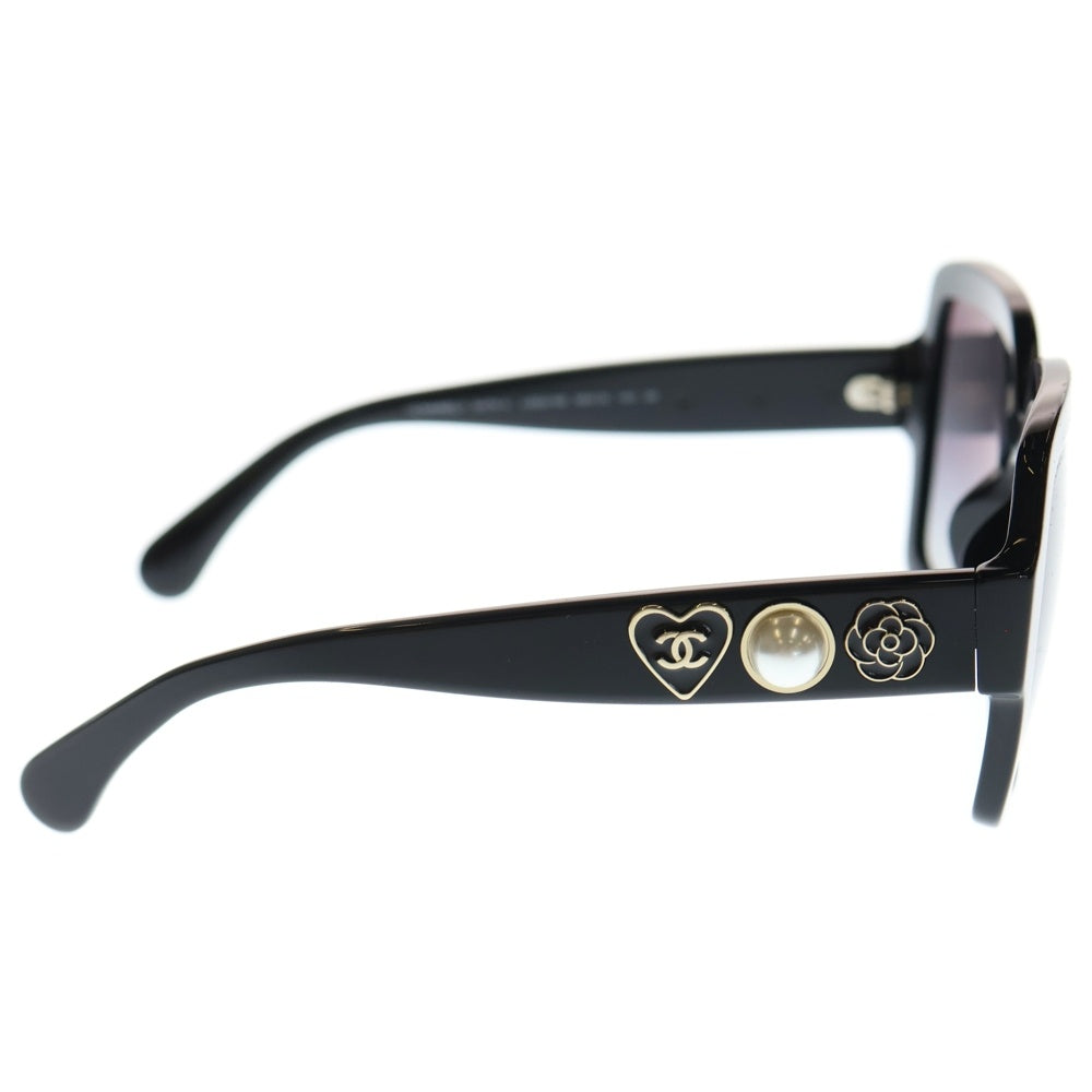 CHANEL(シャネル) CC ココマーク フェイクパール カメリア スクエアシェイプ サングラス アイウェア メガネ ブラック 5479-A レディース