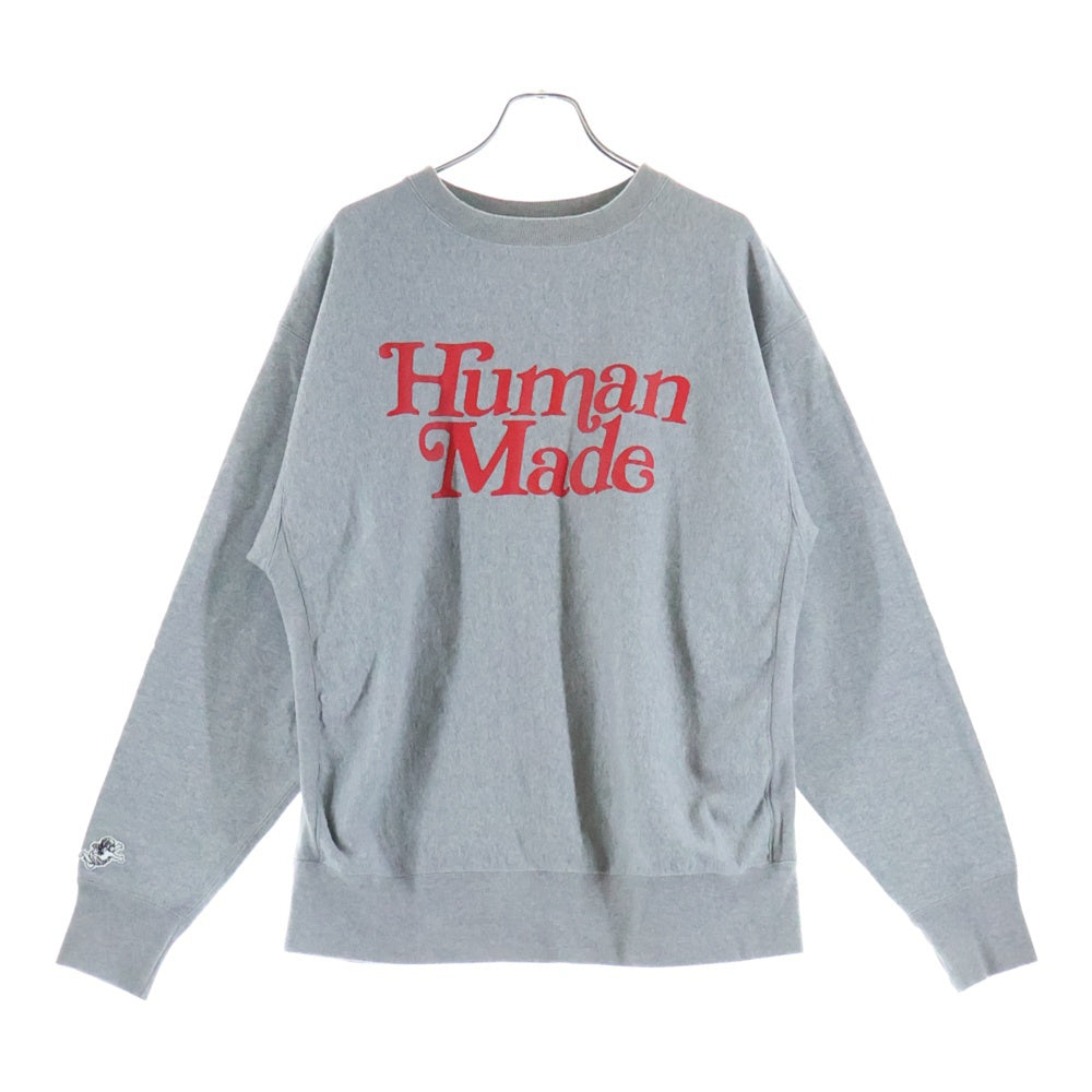 HUMAN MADE(ヒューマンメイド) 23SS × GIRLS DONT CRY ガールズドントクライ ロゴプリント クルーネックリブスウェット グレー XX25CS006