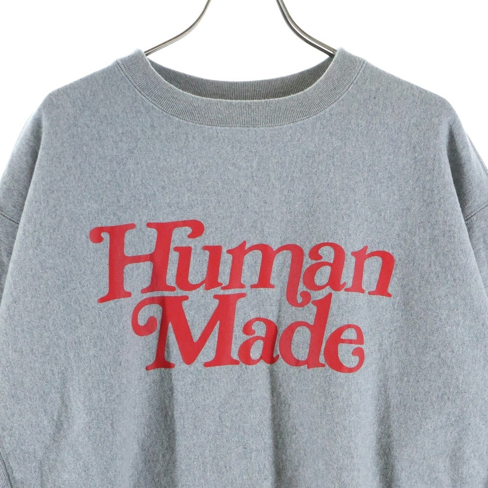 HUMAN MADE(ヒューマンメイド) 23SS × GIRLS DONT CRY ガールズドントクライ ロゴプリント クルーネックリブスウェット グレー XX25CS006